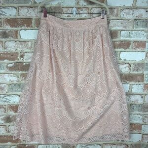 307 Pink Lace midi skirt | Swing Fairy | size medium
